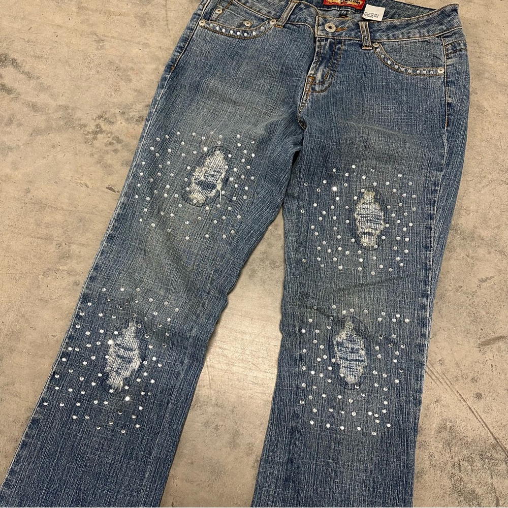 Boom Boom Rhinestone Embellished Jeans Size 5 - Picture 3 of 9